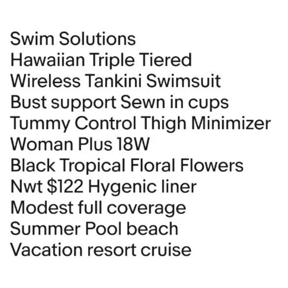 Swim Solutions Hawaiian Triple Tier Swimsuit Woman Plus 18W Floral Wireless New - Picture 11 of 12